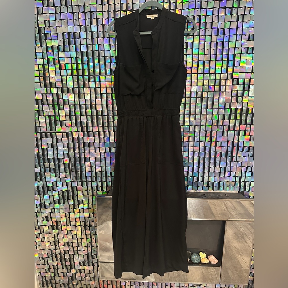 Grade & Gather Black Sleeveless Button-Front Jumpsuit — Size S